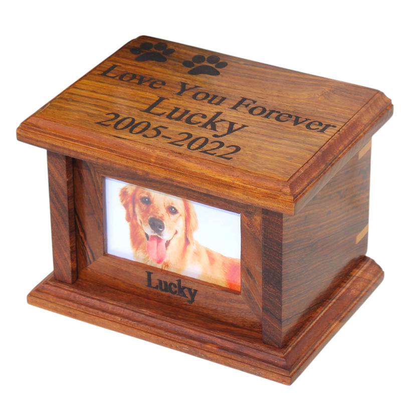 Pet urns for Dogs, Dog urns for Ashes, Wood Pet urn for Cats, Wooden urn for Pet Ashes, Keepsake for Animals, Pet Memorial (Medium)