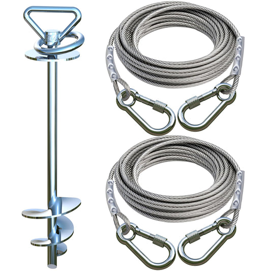Dog Tie Out Cable and Stake for Camping,with 2x20FT Heavy Duty Cables(up to 200lbs),360°Swivel Dog Run Anchor- No Tangle,Dog Runner for Yard -Ideal for Outdoor Camping