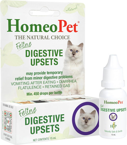 HomeoPet Feline Digestive Upsets, Safe and Natural Cat Digestive Support, 15 Milliliters