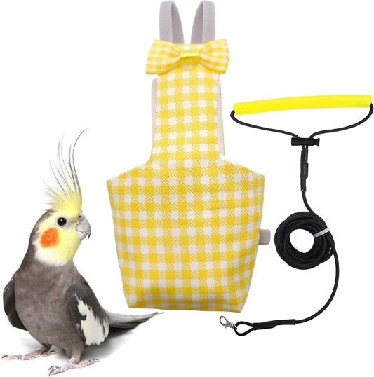 VANFAVORI Bird Diaper Flight Suit with 80-inch Leash Rope, M Size, Yellow