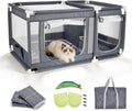 2-in-1 Cat Playpen 46x29.5x23in Enclosure with Litter Box Area