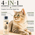Concentrated Cat Waterless Shampoo & Conditioner with Bath Mitt - Rinse-Free, Sensitive Skin, Stress & Itch Relief Gentle Leave-in Serum – 98.65% Naturally Derived Dry Shampoo for Cats