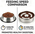 AIPERRO Slow Feeder Dog Bowl Stainless Steel, 2 Cups Metal Non-Slip Dog Food Bowls, Dogs Water Bowl for Small & Medium Sized Dogs, Fun Bloat Stop Pet Bowl for Fast Eaters, Slows Down Pets Eating