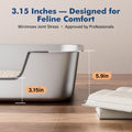 Qiuma Stainless Steel Cat Litter Box with Low Entry, Metal Kitty Litter Box for Senior or Injured Cats, Odor-Free, Non-Stick, Easy to Clean, 17.5"x13.6"x5.9", Litter Pan for Medium and Small Cats