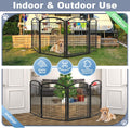 Paulmele Full Metal Free Standing Dog Gate with Door for Indoor & Outdoor,96'' Extra Wide 32'' Tall Dog Gate for The Doorways,Large Openings,Decks,Porch,Pet Freestanding Safety Fence(4 Panels,Black)