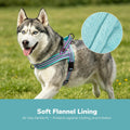 Didog No Pull Dog Harness for Medium Dogs, Soft Flannel Padded,Mixed-Blue,M