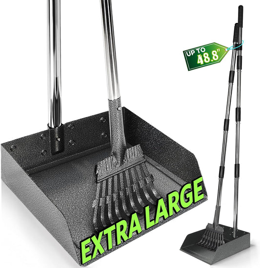 T2Y Pooper Scooper, Long Handle Dog Pooper Scooper, Adjustable Stainless Steel Rake & Extra Large Tray, Antirust & Durable Poop Scoopers for Yard, Lawn, Snowfield, Suitable for Multi-Dog Family