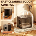 Rabbit Hideout Small Animal Habitat,Litter Box Enclosure Resin Weatherproof Black Bunny House, Multi-Functional Small Pe