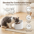 Pink Ceramic Raised Cat Bowls, Tilted Elevated Food or Water Bowls, Stress Free, Backflow Prevention, Dishwasher and Microwave Safe, Lead & Cadmium Free