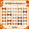 Sanwuta 60 Pcs Fall Dog Collar Bow Bulk Autumn Collar Dog Accessories