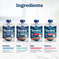 Blue Buffalo Tastefuls Purées Variety Pack Wet Cat Food Complement (Salmon, Chicken, Tuna, Beef) Made with Natural Ingredients, for All Life Stages, 3-oz. Resealable Pouches (12 Count)