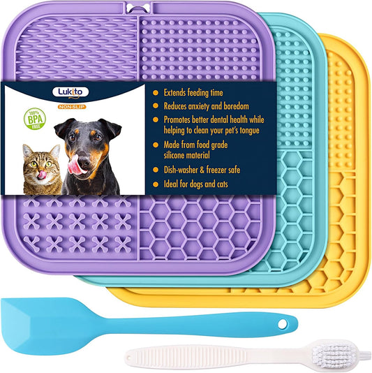 Lick Mat for Dogs and Cats, Licking Mat with Suction Cups for Dog Anxiety Relief, Cat Peanut Butter Lick Pad for Boredom