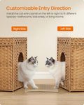 Feandrea Cat Litter Box Enclosure, Handwoven Rattan End Table, Extra Mat