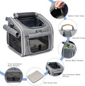 Dog Bike Basket, Expandable Soft-Sided Pet Carrier Backpack with 4 Open Doors, 4 Mesh Windows for Small Dog Cat Puppies-