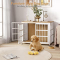 42" Furniture Style Large Dog Crate with Wheels, Metal Chew-Resistant Dog Kennel Indoor for Large & Medium Dogs, 41.9" W