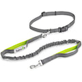Tuff Mutt Hands Free Dog Leash for Walking Running Hiking, Waist Leash with Bungee, Adjustable Belt, Reflective Double Handle Design for Large Medium Dogs
