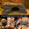 REPTI ZOO Large Bearded Dragon Basking Platform, 12.5x7x5 inch Gecko Hide Cave with Heat Storage Slate Stone, Reptile Ba