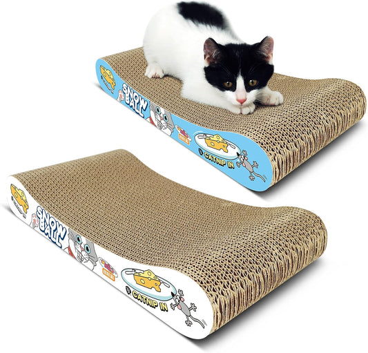 TTCAT Cat Scratching Pad, 2 Pack Corrugated Cat Scratcher Cardboard, Bone Type Durable Cat Scratching Board Reversible f