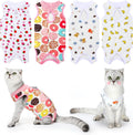 4 Pieces Cat Recovery Suits Body Wraps Breathable Kittens Recovery Clothes for Cats Small Dogs Abdominal Weaning(Banana,