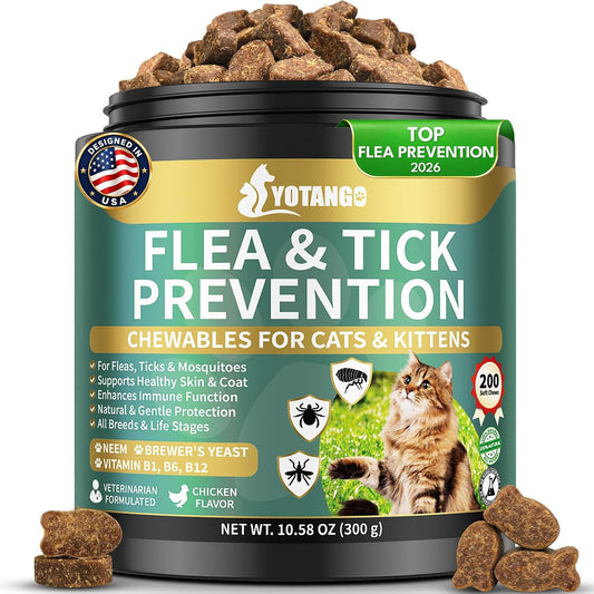 YOTANGO Flea Treatment for Cats Chewable, Flea and Tick Prevention for Cats