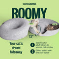 Peekaboo Cat Cave Donut for Multiple & Large Cats up to 30-45 lbs, 3-in-1 Self Warming Cat Bed, Tunnel & Scratcher for I