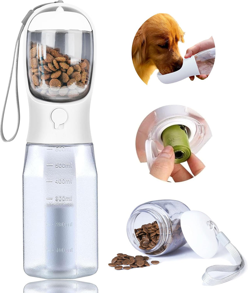 Dog Water Bottle with Food Container, Portable Pet Dog Water Dispenser for Outdoor Walking,Hiking,Travel,Puppy Essential