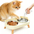 Elevated Cat Bowls, Raised Cats Food and Water Bowl Set for Indoor Cats, Splash Proof with 2 Stainless Steel Pet Food Bo