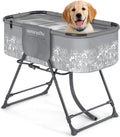 SereneLife Foldable Dog Bath Tub with Adjustable Height, 360° Access, Drain Hose & Storage Pockets – 130 lb Capacity Gro