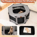 Enclosed Pet Playpen, Portable Cat & Puppy Playpen with Sturdy PVC Pipe Frame and Scratch-Resistant Fabric, Soft Kennel 