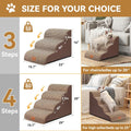 Zerbuger Dog Ramp and Stairs for Bed, Coffee 3 Steps 16" H, Nonslip Cover
