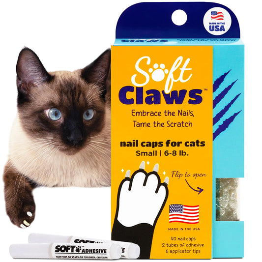 Soft Claws Cat Nail Caps for Small Cats–(40 Caps, Silver Sparkle)-Made in USA-Veterinarian-Developed, Non-Toxic| Protects Furniture & Skin-Easy to Apply, Long-Lasting Anti-Scratch Soft Cat Claw Covers