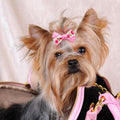 Mruq Pet 20Pcs Light Pink Small Dog Hair Bows with Rubber Bands, Handmade Puppy Grooming Bows Flower Ball Bowknot Top Knot Hair Accessories for Yorkie & Small Dogs