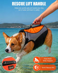 Dog Life Jacket for Swimming & Boating, Orange Black, M