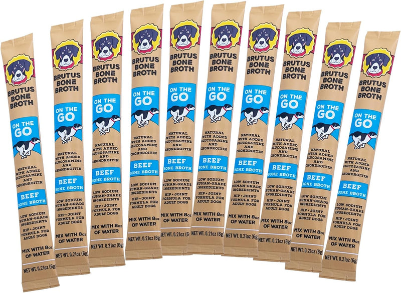 Brutus Bone Broth for Dogs - Bone Broth Powder with Chondroitin Glucosamine & Turmeric - Human Grade Food Toppers for Dr