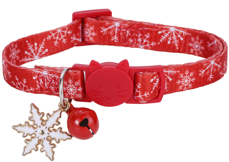 BoomBone Snowflake Small Dog Collar Breakaway with Bell ANG Winter Charm
