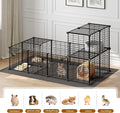 HOOBRO 24 Panels Guinea Pig Cage with Waterproof Mat and Ramp, 57" x 31.5" x 23.6" Loft Design Small Animal Playpen, Rab
