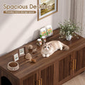 Fluted Cat Litter Box Enclosure Furniture, Cat House for 2 Cats