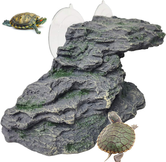 kathson Turtle Basking Platform Baby Tortoise Climbing Ramp Shale Reptiles Dock Resting Terrace Stone Aquarium Ornament 