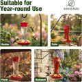 Kingsyard 2-Pack Glass Hummingbird Feeder for Outdoors Hanging, 10 oz Leak-Proof Humming Bird Feeders with Ant Moat & Be