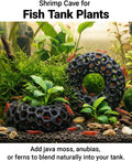 Shrimp Cave for Fish Tank Plants, 2-Pack Round Aquarium Caves for Cherry & Dwarf Shrimp, Plant-Compatible Shrimp Tank Ac