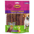 Cadet Gourmet Triple Chews Long-Lasting Pork Hide Sticks with Apple and Duck, Healthy Dog Treats for Small & Large Dogs, 6 Count