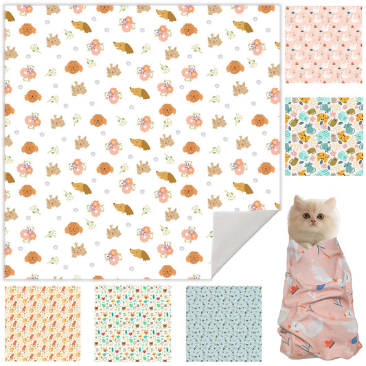 Ruiliangai 27.6" Cat Grooming Wrap, Cat Wrap for Cutting Nails, Self-Adherent Fabric Wrap for Cats, Burrito Wrap Anti-Scratch, Anti-Escape, Multifunctional Swaddle Wrap Pet Tool (Floral, X Large)