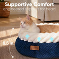 FUKUMARU Cute Round Cat Bed, Calming Donut Small Dog Beds, Washable