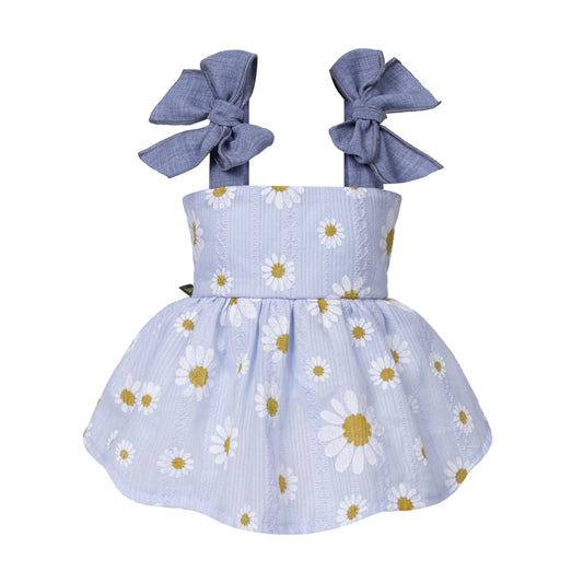Fitwarm Daisy Dog Dress, Elegant Summer Clothes for Small Dogs Girl, Lightweight Pet Clothes, Blue, White, Large