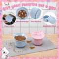 Guiqulai 2 Pack Slow Feeder Cat Bowls Silicone Tilted Raised Pet Bowl with Non Slip Base for Digestion Anti Vomit, Pink, Blue