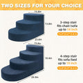 Dog Stairs 3 Steps Foam Pet Ramp for Small Dogs Cats, Navy Blue