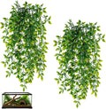 Mechpia Reptile Plants, 2 Pieces Terrarium Snake Hanging Plants Vines Decor Artificial Leaves Tank Accessories for Beard