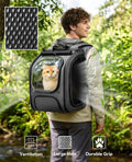 Pecute Cat Backpack Carrier, Large Space Cat Bubble Backpack, Breathable Cat Carrier, Shaded Dog Backpack Carrier, Ergonomic 3D Design for Travel, Hiking, Walk, Suitable for Shopping, Car, Vet, Gray