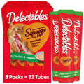 Delectables Squeeze Up Creamy Squeezable Puree, Lickable Wet Cat Treats, Grain Free, No Added Fillers, No By-Products, No Added Preservatives, 0.5 Ounces Chicken & Veggies, 32 Tubes Total