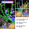 AQUANEAT Artificial Aquarium Plants, Plastic Fish Tank Decorations with Rock Cave, 8pcs